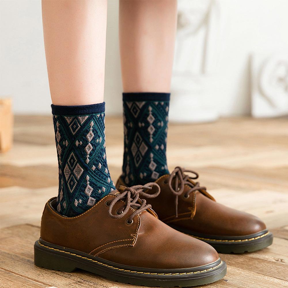 Vớ Nữ VANES1 Họa Tiết Thổ Cẩm Phong Cách Retro Thời Trang Thu Đông