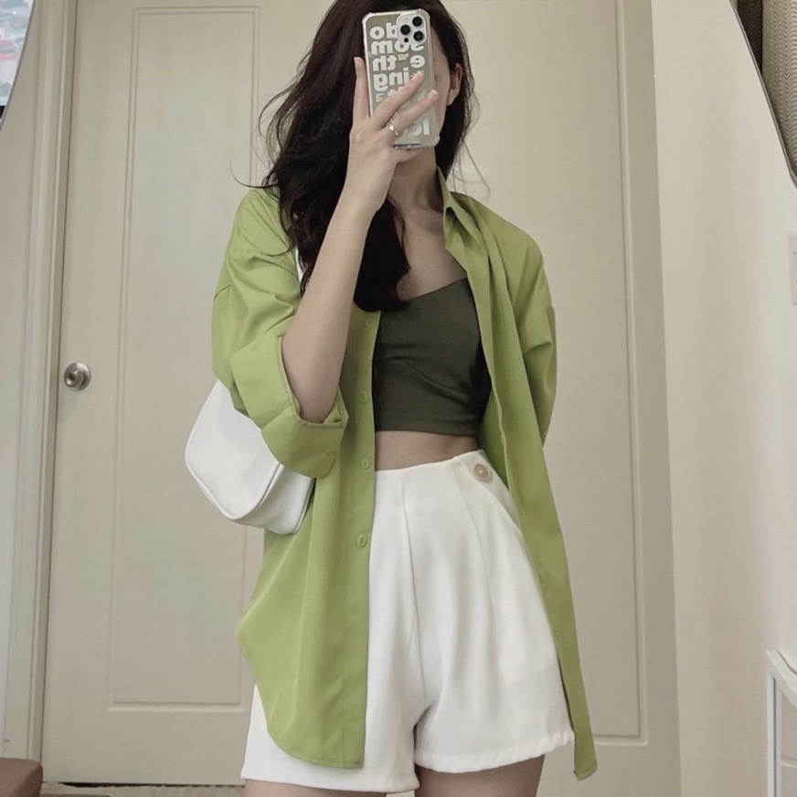 Áo Sơ Mi Nữ form rộng Lụa hàn Kiểu Màu Trắng đen hồng xanh đẹp dài tay vintage hàn quốc cao cấp trơn không túi ulzzang