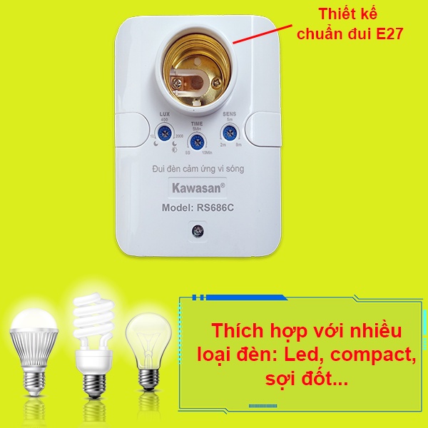 ĐUI ĐÈN CẢM ỨNG VI SÓNG RS686C