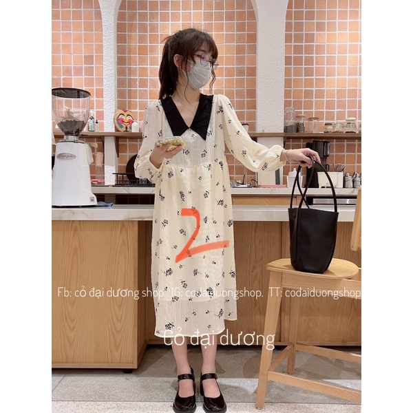 váy maxi hoa nhí phối cổ D242