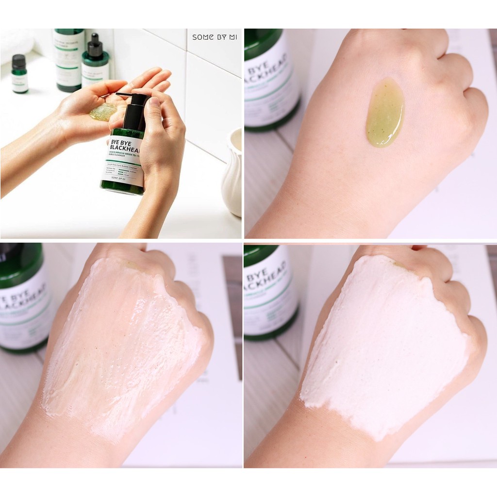 Sữa rửa mặt làm giảm và ngăn ngừa mụn đầu đen Some By Mi Bye bye blackhead 30 days miracle greentea tox bubble cleanser