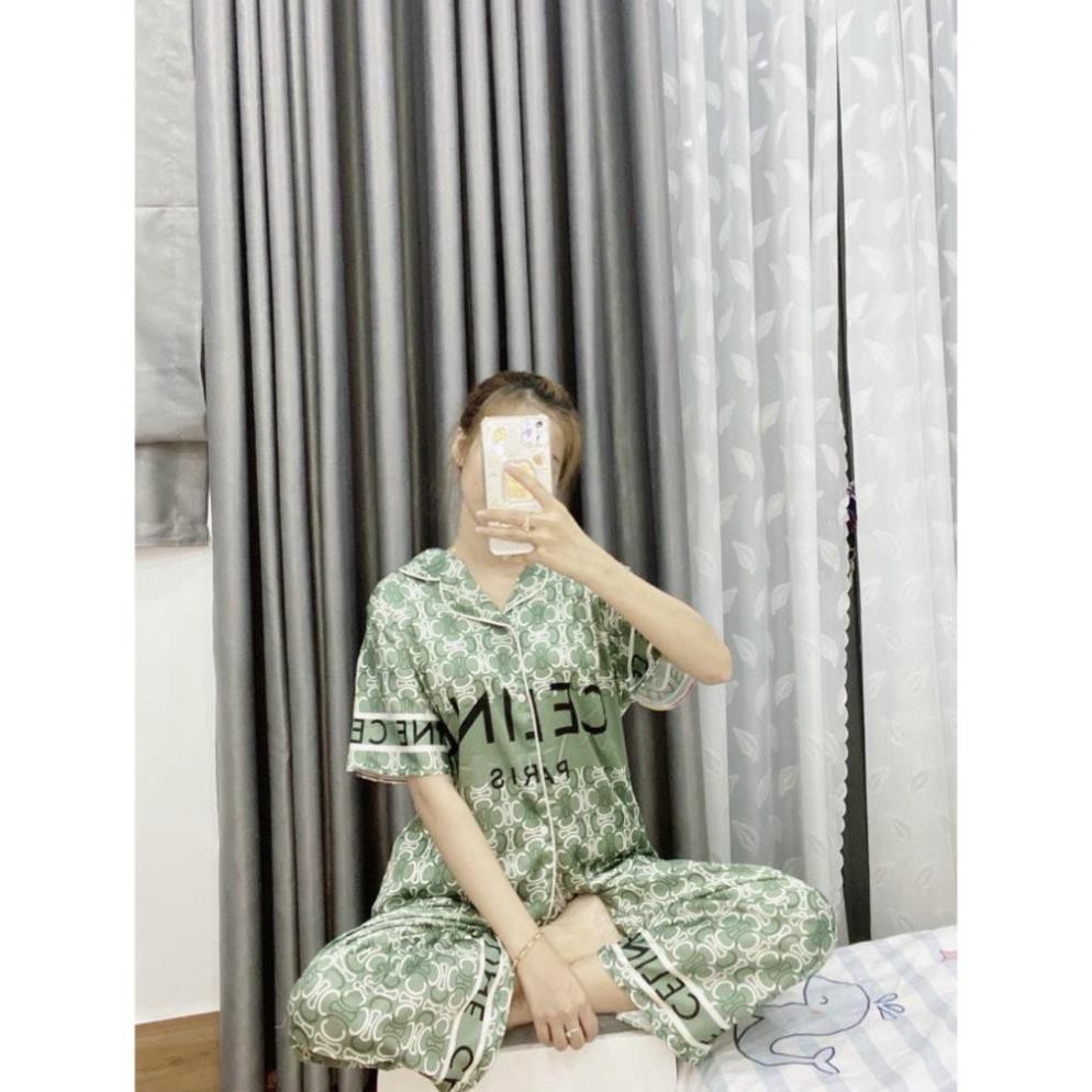 Pijama Lụa SATIN những mẫu hottren 2021 nhà SAM Tay ngắn quần dài Form dưới 60 kí * *  ྇ ྇ ༴