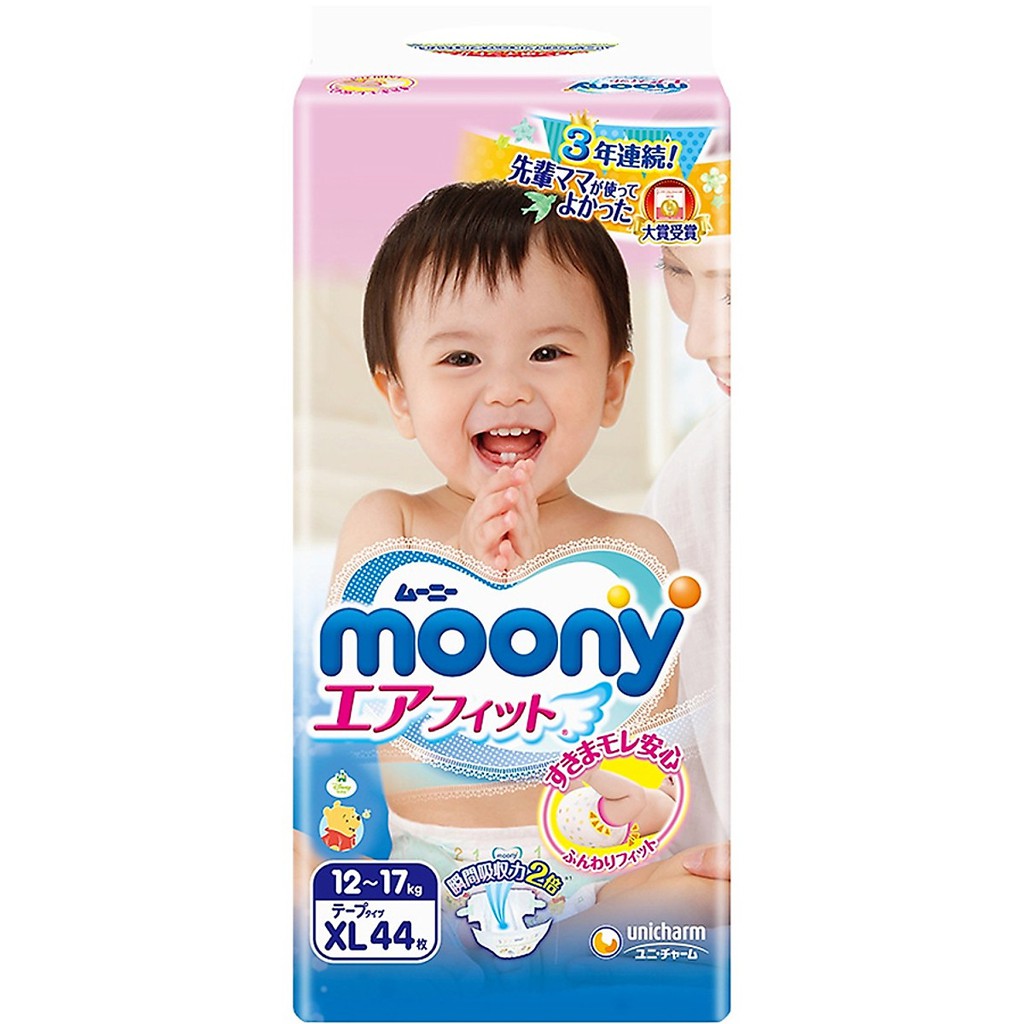 Tã quần/Tã dán Moony cộng miếng NB90/S82/M64/L54/XL44-M58/L44/XL34/XXL26