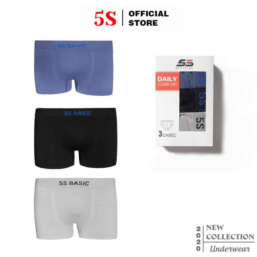 Combo 2 Quần Lót Nam Boxer 5S (4 màu), Cạp Dệt Không Đường May, Vải Mềm Mịn, Thấm Hút, Kháng Khuẩn Cực Tốt (SIP21011BOX)