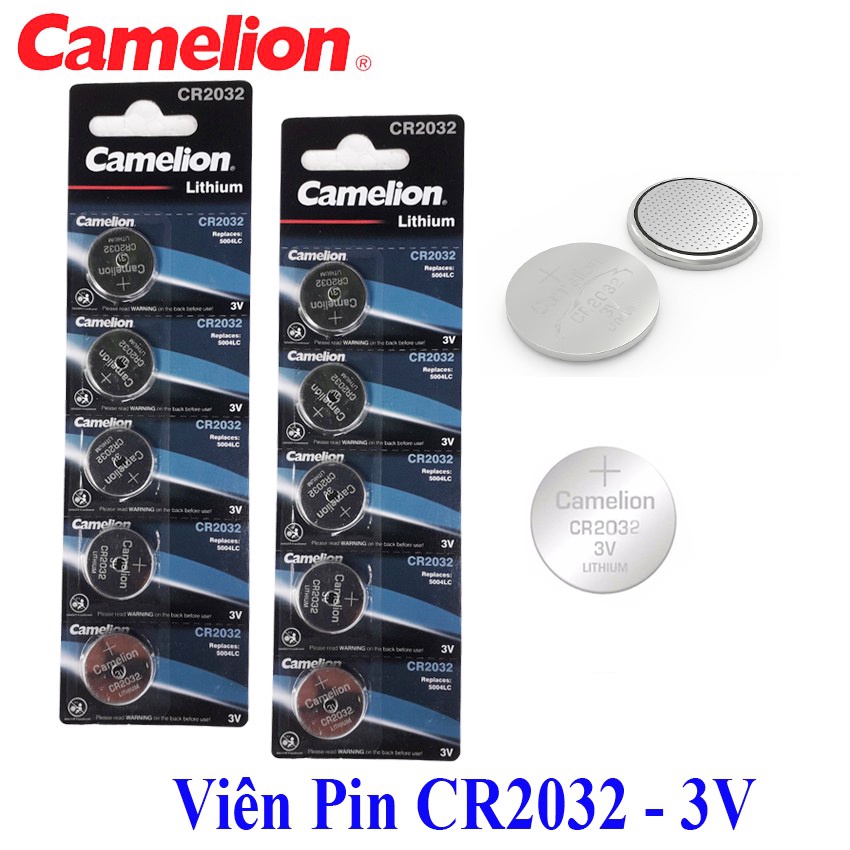 Pin cúc áo CR2032 Camelion Lithium 3V vỉ 5 viên cho điều khiển,đồ chơi đồng hồ