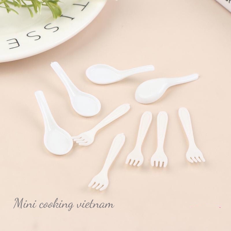 Sét 1 muỗng + nĩa cho nhà búp bê / Mini cooking vietnam.
