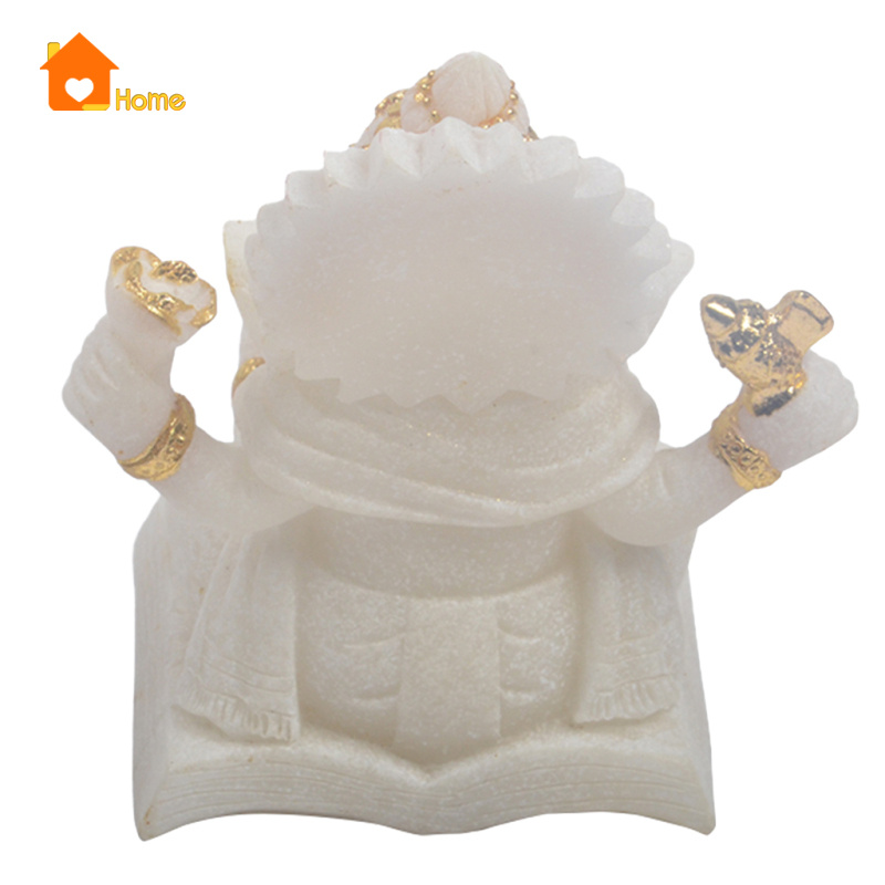 Mô Hình Tượng Thần Voi Ganesha Bằng Nhựa Resin Màu Trắng Màu Sắc