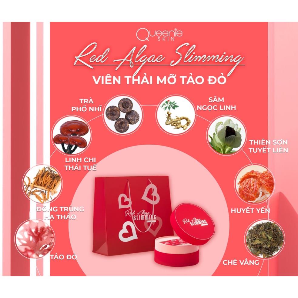 [Tặng 2 Phần Quà] Viên uống giảm cân Tảo Đỏ QUEENIE SKIN, viên uống đào thải mỡ hỗ trợ dáng đẹp eo thon