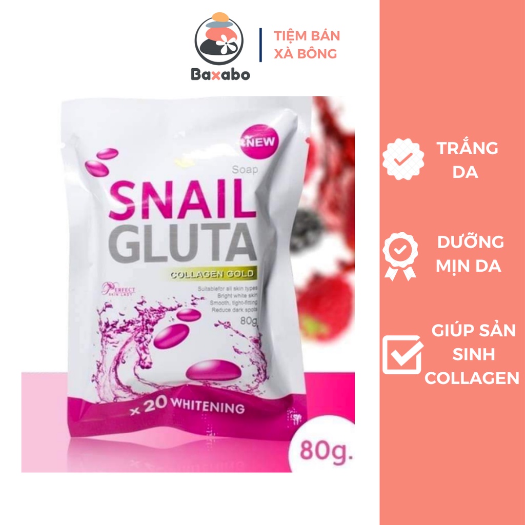 XÀ PHÒNG TRẮNG DA SNAIL GLUTA COLLAGEN THÁI LAN 80GR - XÀ PHÒNG DƯỠNG TRẮNG DA ỐC SÊN GLUTA COLLAGEN