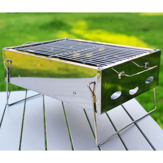 Bếp nướng than hoa inox nhỏ gọn tiện lợi phù hợp du lịch dã ngoại hàng công ty cao cấp quinbbq model hmin