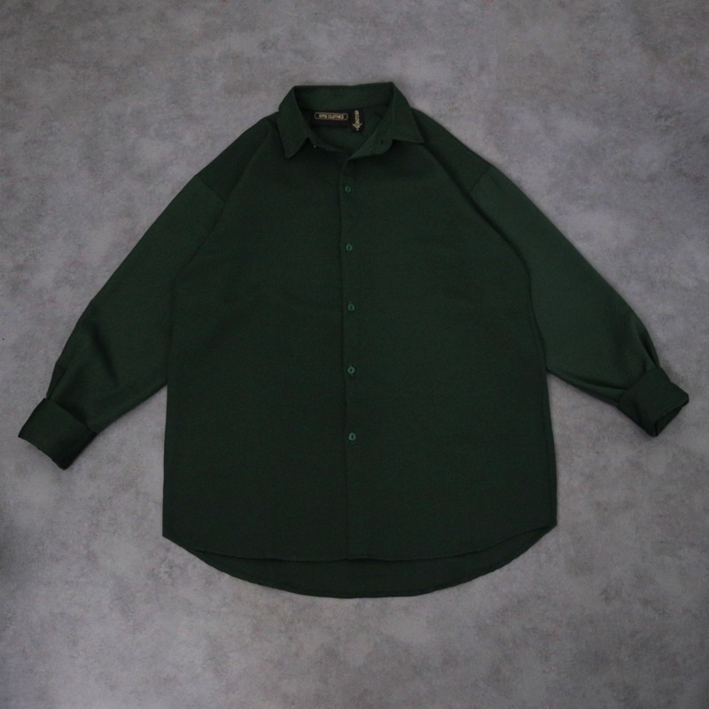 Sơ mi xanh green trầm 1.3 chất đẹp KPis Clothes sale 50% dáng rộng unisex nam nữ