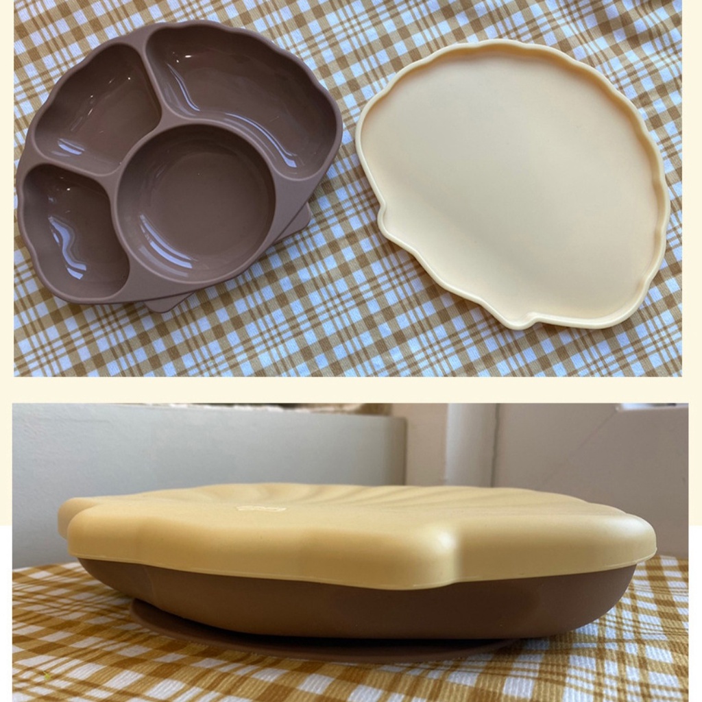 Khay  Ăn Dặm Chống Lật Sò Chia Ngăn TGM Silicone Seashell Suction Plate