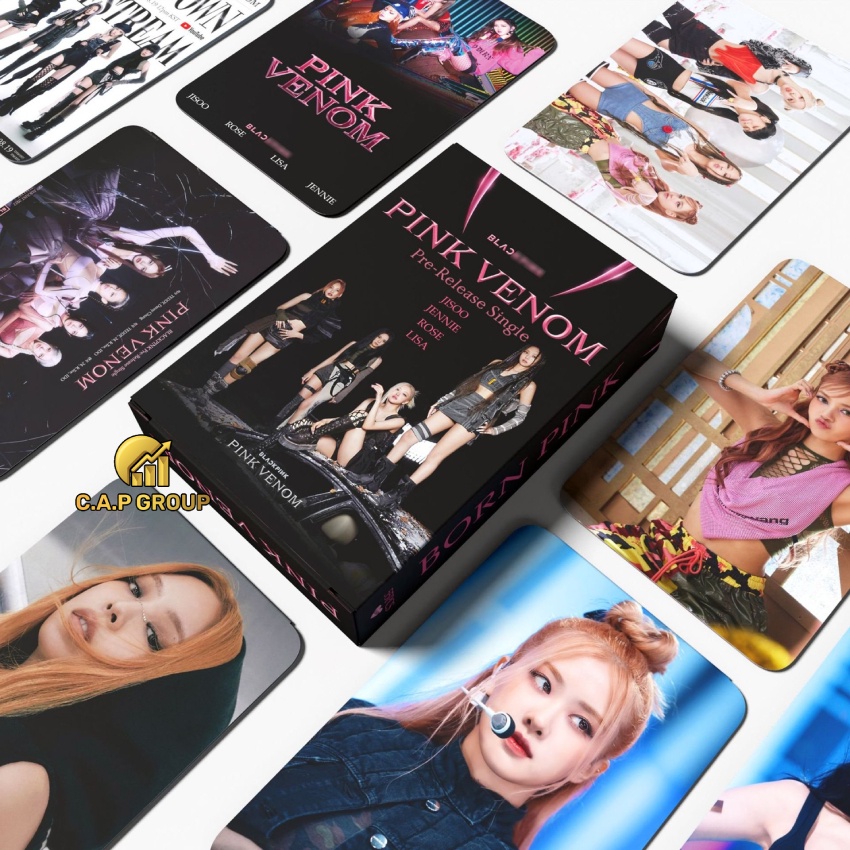 Thẻ Lomo BlackPink Pink Venom Đen bo góc Thẻ card Album Thần Tượng Kpop - Bộ 55 tấm hình