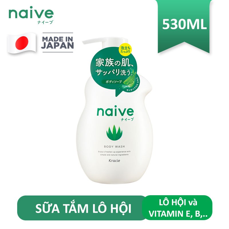 Sữa tắm Naïve lô hội chai 530ml  - chính hãng Nhật Bản