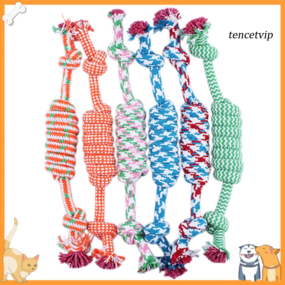 Dây bện thắt nút đồ chơi vệ sinh răng cho chó cưng chất liệu cotton màu ngẫu nhiên