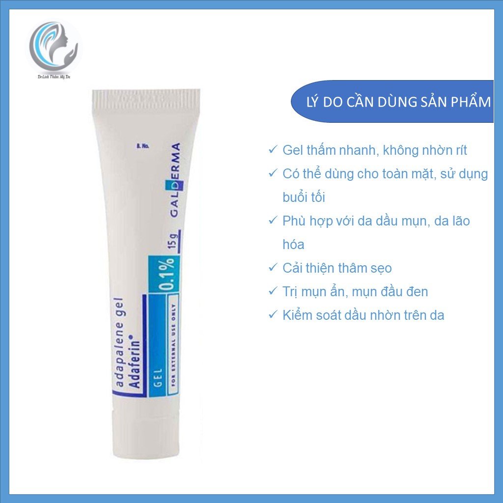 Adaferin gel 0,1% adapalene cho da dầu mụn ẩn TM09