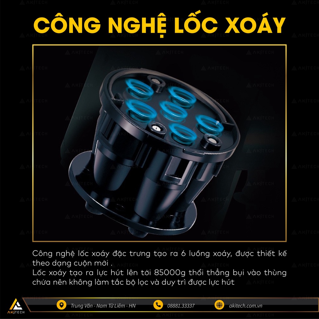 Máy hút bụi lau nhà không dây cầm tay AKI SONIC PRO vừa lau vừa hút nhà cửa, giường nệm, xe hơi công suất 21000PA