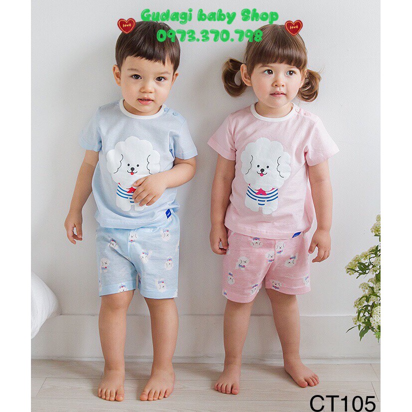 BỘ QUẦN ÁO NGẮN TAY TRẺ EM HÃNG CORDI-I HÀN QUỐC, MẪU CÚN BÔNG CT105
