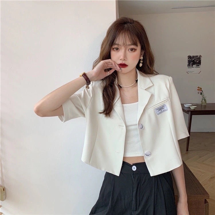 Áo Blazer Nữ Tay Ngắn Kiểu Dáng Ngắn Croptop Áo Vest Croptop Hàn quốc BL02 | BigBuy360 - bigbuy360.vn