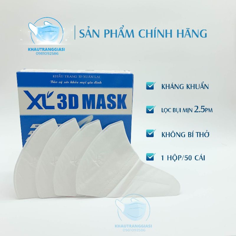 [Gía Sỉ] FULL HỘP 50 CÁI Khẩu trang 3D Xuân Lai