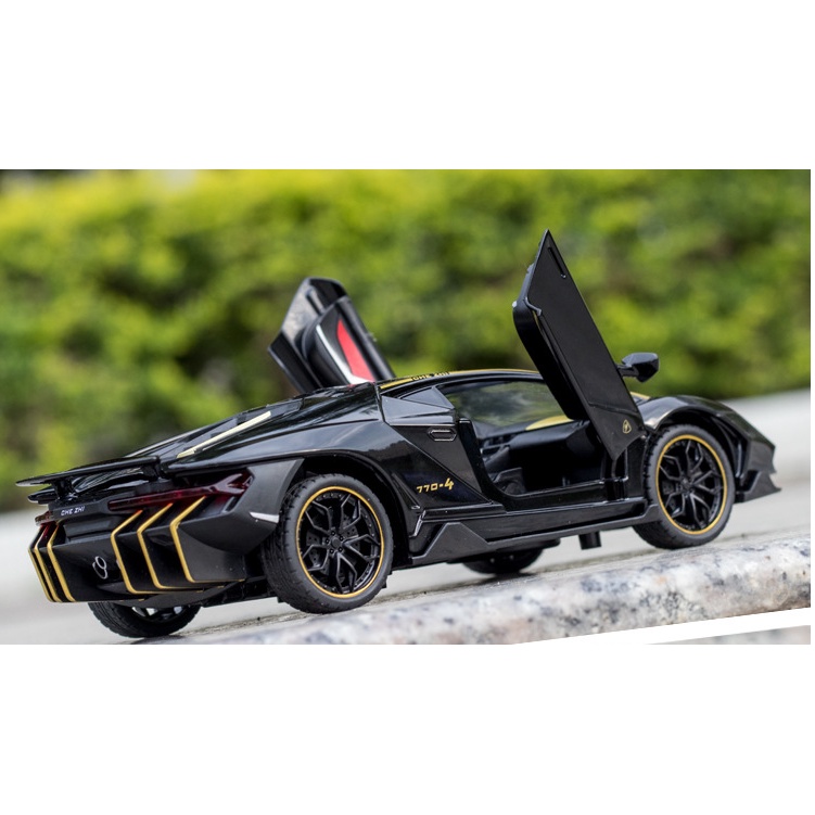 Mô hình xe hơi Lamborghini LP770 tỉ lệ 1:24 kim loại ô tô đồ chơi siêu xe hãng Chezhi oto mini trẻ em trưng bày có đèn