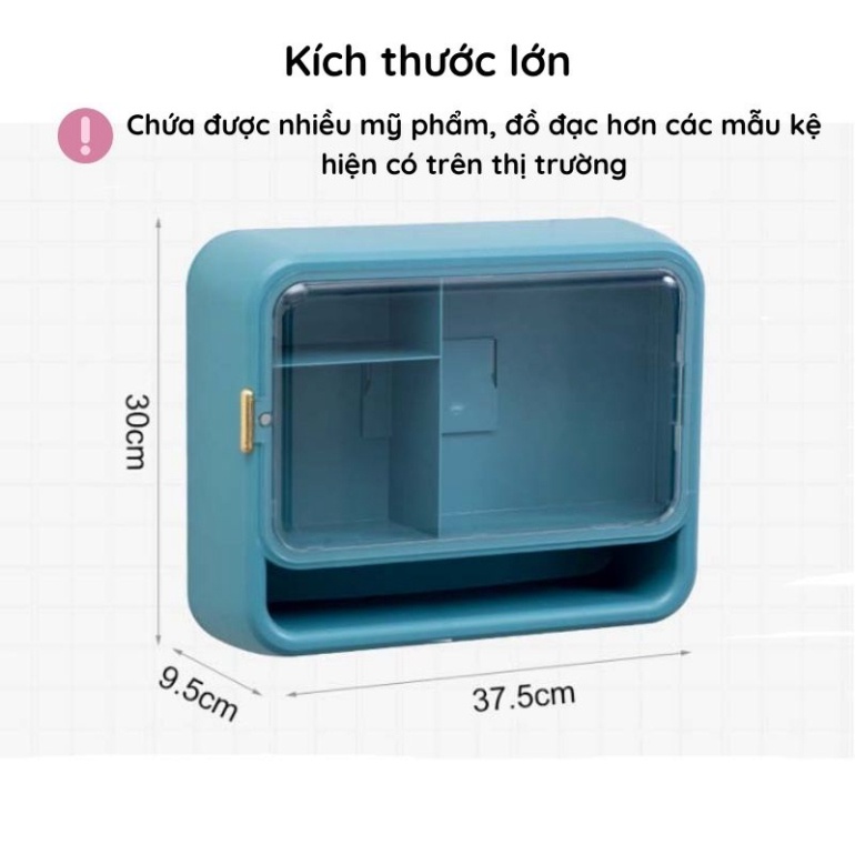 Kệ đựng mỹ phẩm treo tường loại lớn - Kệ treo nhà tắm gắn tường cao cấp kiêm tủ thuốc bằng nhựa Tekohome Store