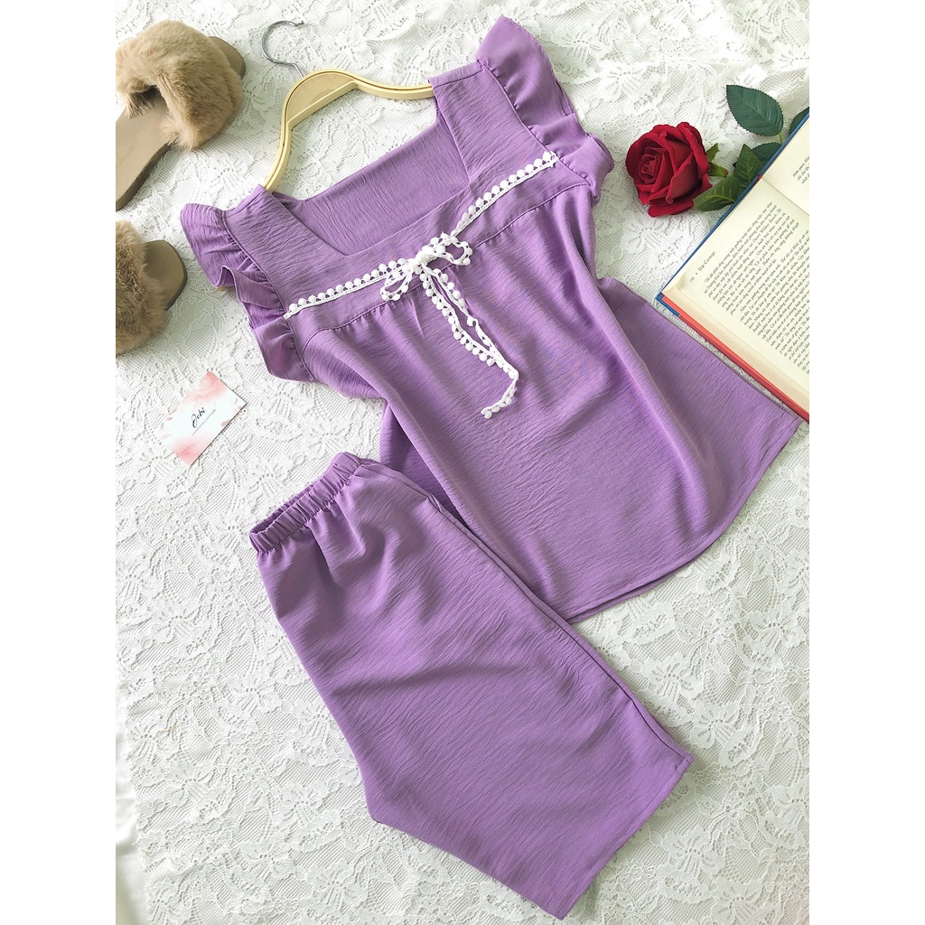 Đồ bộ mặc nhà mẫu lửng Jebi chất lụa tơ tằm cao cấp | BigBuy360 - bigbuy360.vn