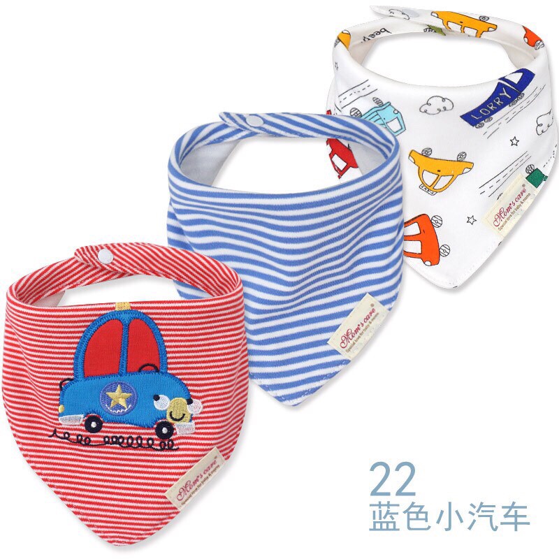 Combo set 3 yếm tam giác Momcare cao cấp Cho bé có nút bấm