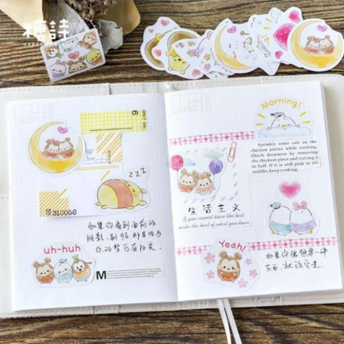 Bộ 46 Sticker Hàn Quốc Hoạt Hình dễ thương dán trang trí E12
