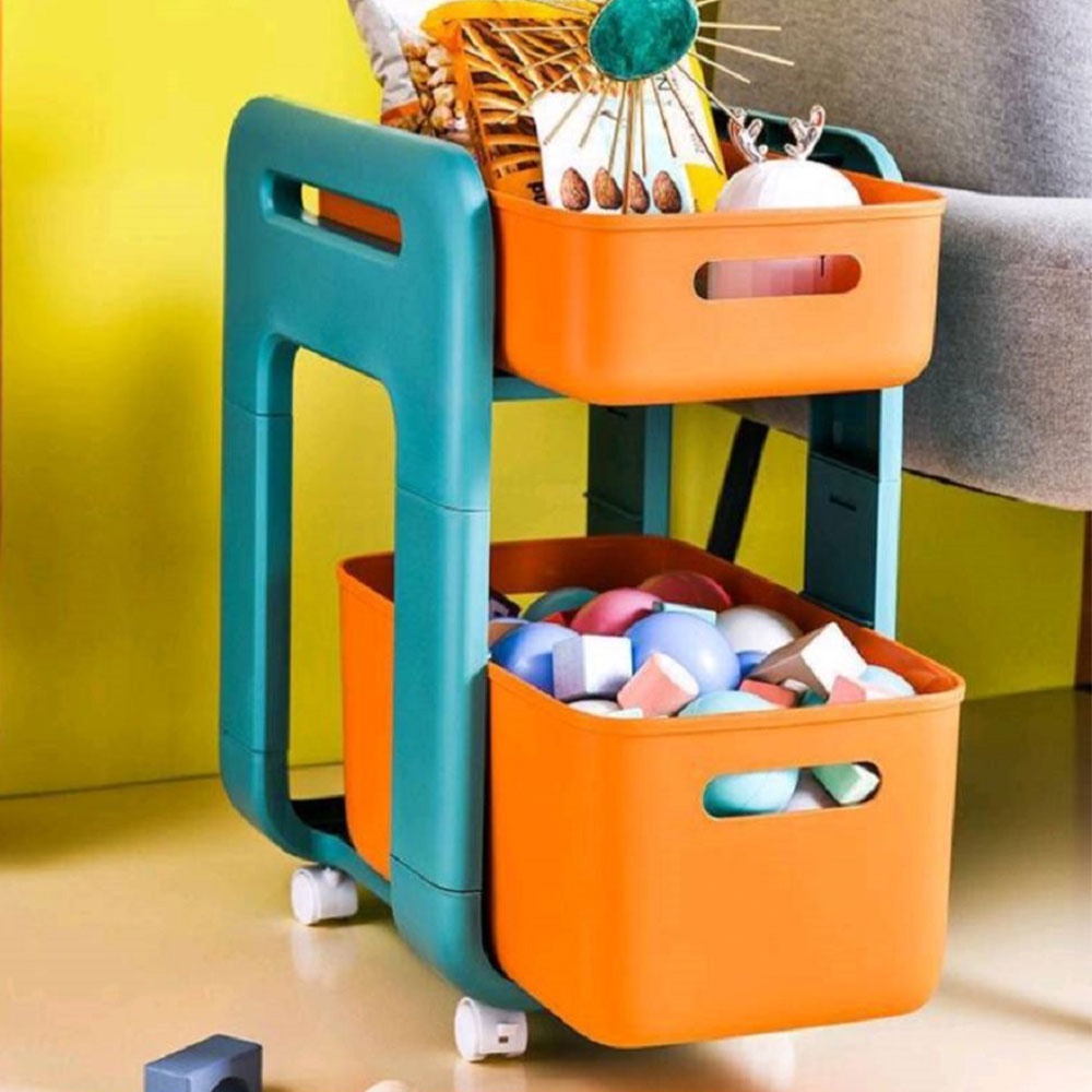 HomeBase STACKO kệ nhựa đa năng 2 tầng Maru W25.5xH48.5xD38cm màu cam