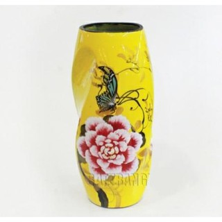 Bình lọ hoa sơn mài dáng Bom xoắn vẽ hoa Phù Dung