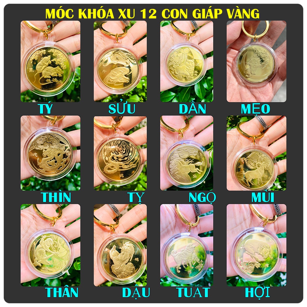 Móc Khóa 12 Con Giáp Đồng Xu Phong Thủy May Mắn