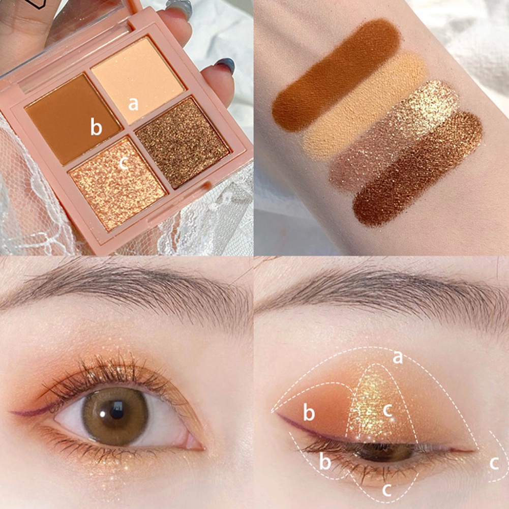 [Hàng mới về] Bảng phấn mắt 4 màu nhũ ngọc trai lấp lánh kháng nước
