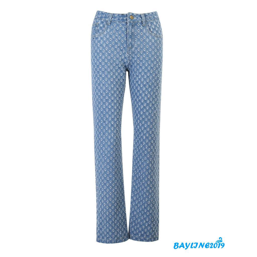 Quần Jeans Dài Rách Gối Thời Trang Dành Cho Nữ