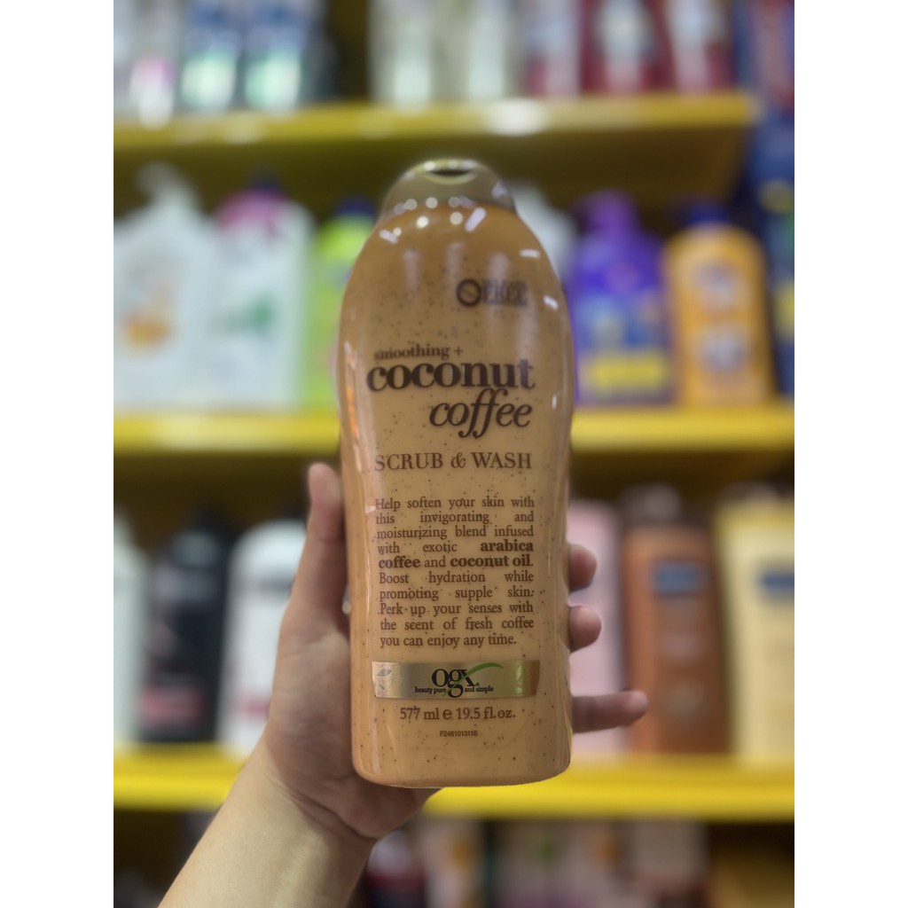 [FULL MÙI] SỮA TẮM OGX BODY SCRUB WASH SULFATE FREE TẨY TẾ BÀO CHẾT DƯỠNG DA TRẮNG MỊN 577ML (CHUẨN USA)