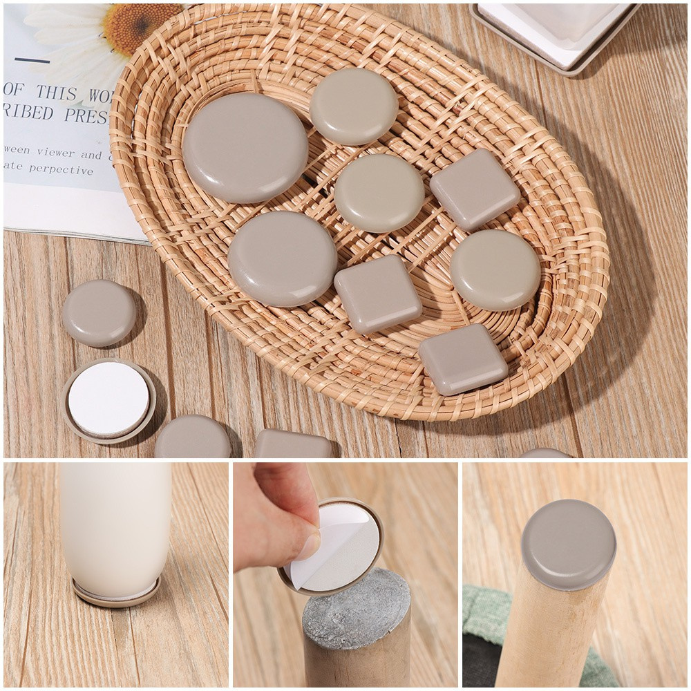 Bộ 4 Miếng Đệm Hình Tròn Dày Dặn Chống Trượt Chống Hoa Cúc Gắn Chân Ghế Sofa