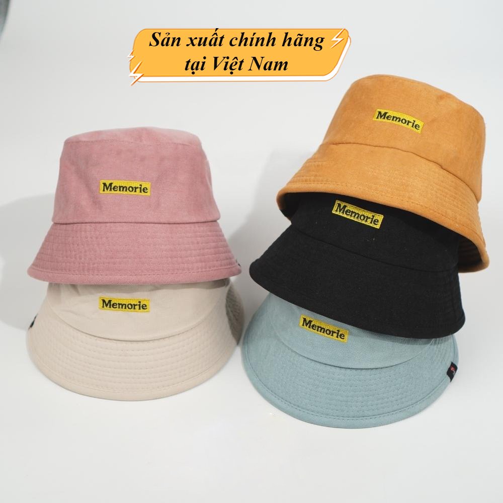 Mũ bucket vành cụp nón tai bèo thêu chữ MEMORIE chất nỉ nhung form unisex phù hợp cả nam và nữ N37