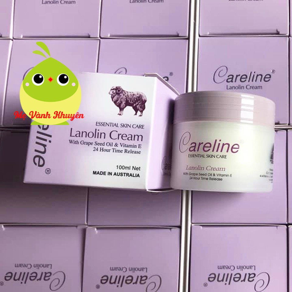 Kem mỡ cừu (tím)/nhau thai cừu (cam) Careline Lanolin/Placenta Cream, Úc (100ml)