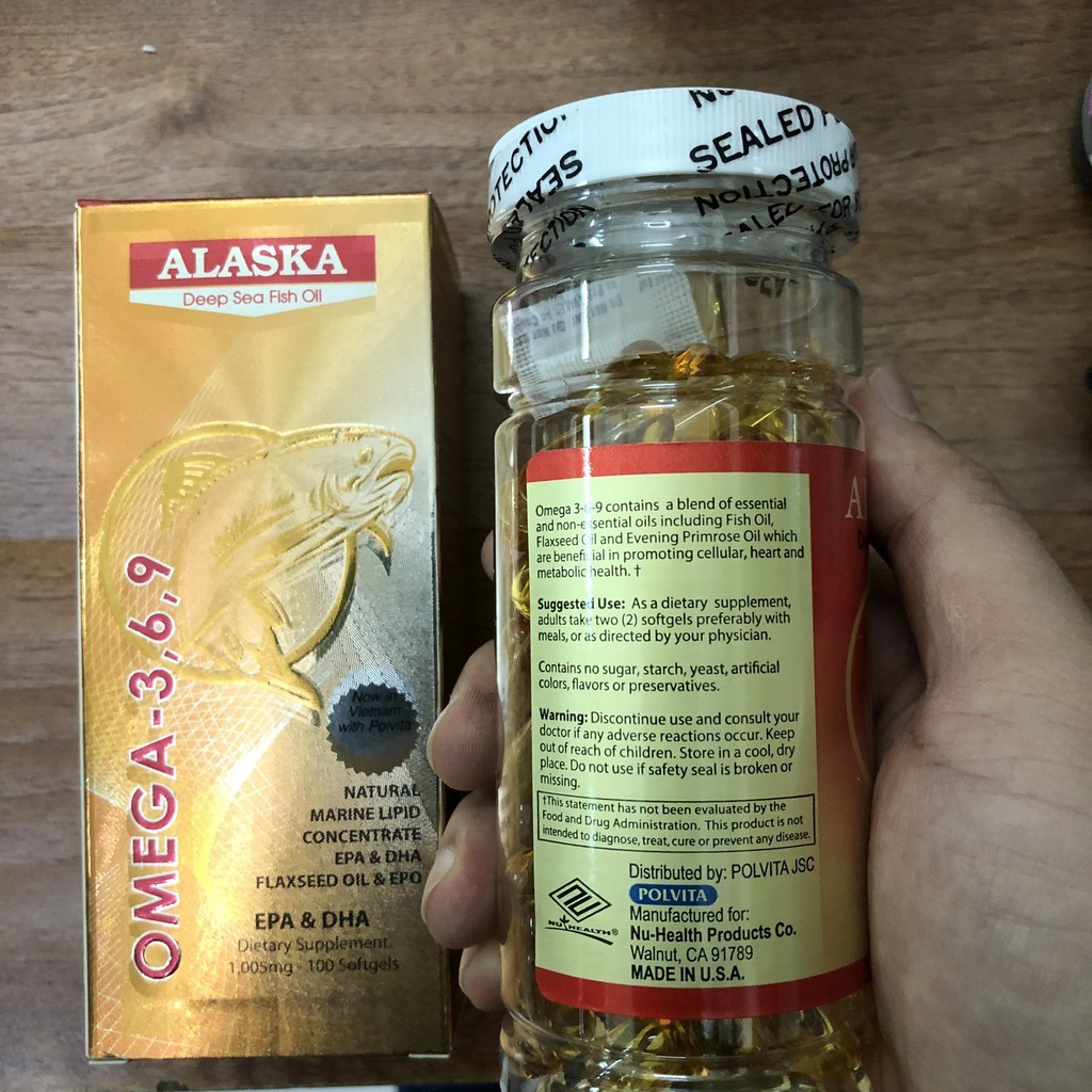 Viên uống Omega 369 Nuhealth Mỹ ALASKA DEEP SEA FISH OIL OMEGA 3,6,9 100 viên