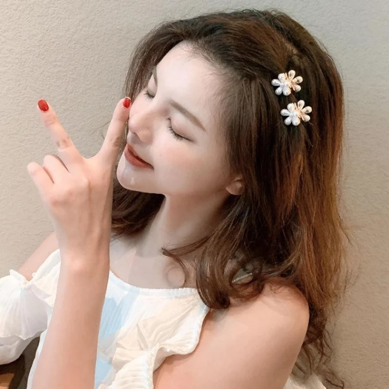 Kẹp tóc kim loại đính ngọc trai giả xinh xắn cho nữ