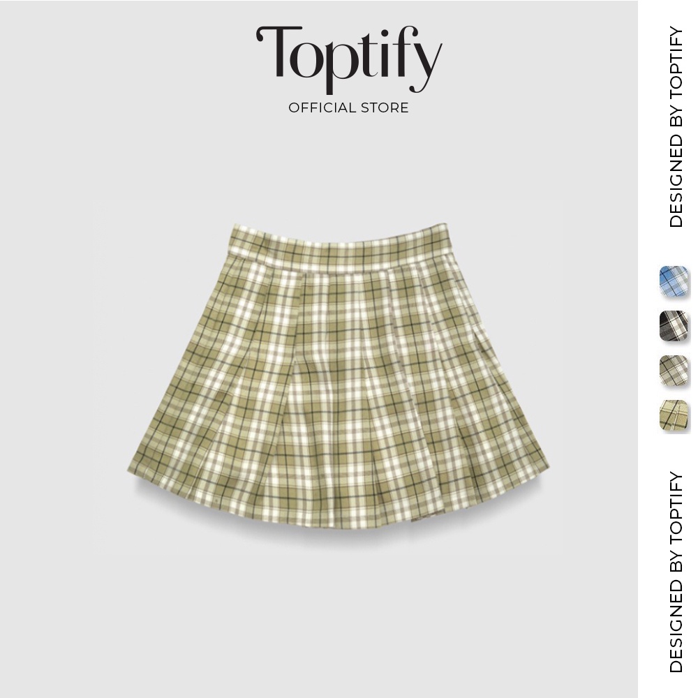 Chân váy nữ kẻ caro Tennis Skirts TOPTIFY xếp ly có lót quần VV02