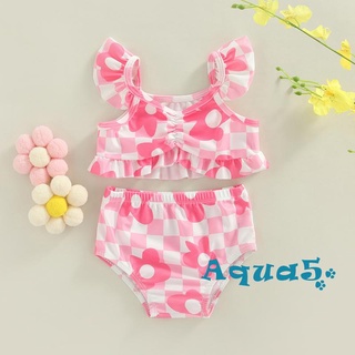 Bộ Đồ Bơi Hai Mảnh Họa Tiết Sọc Ca Rô Kèm Quần Ngắn Thời Trang Đi Biển Mùa Hè Cho Bé Gái