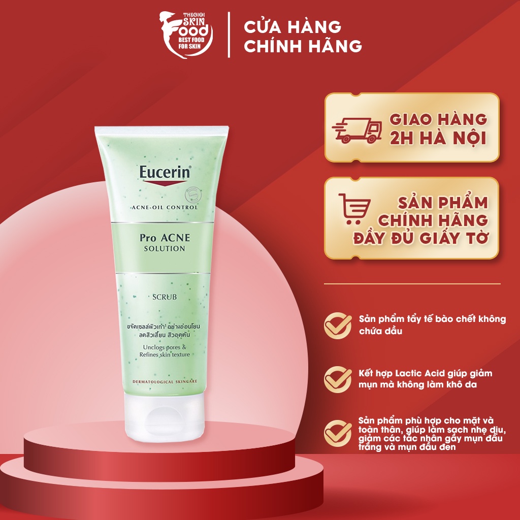 Tẩy Tế Bào Chết Giảm Dầu, Ngăn Mụn Eucerin Acne-Oil Control Pro Acne Solution Scrub 100ml