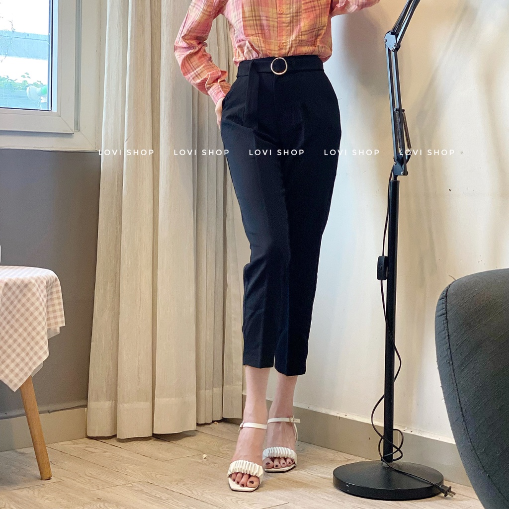 Quần tây baggy kèm nịt khoen tròn Lovi