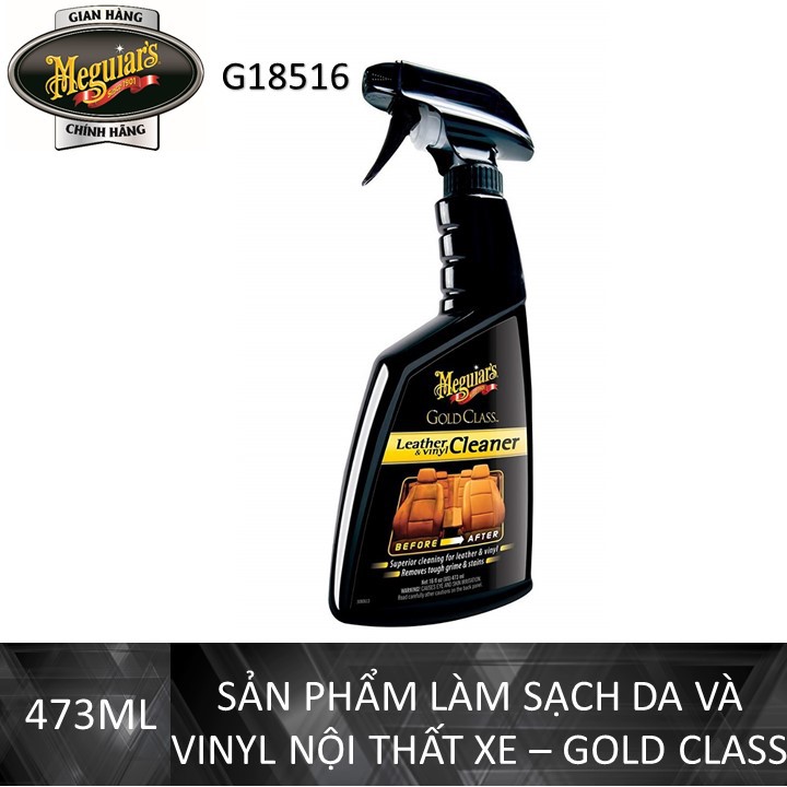 Meguiar's Sản phẩm làm sạch da và vinyl dòng Gold Class - Leather &amp; Vinyl Cleaner - G18516, 473ml