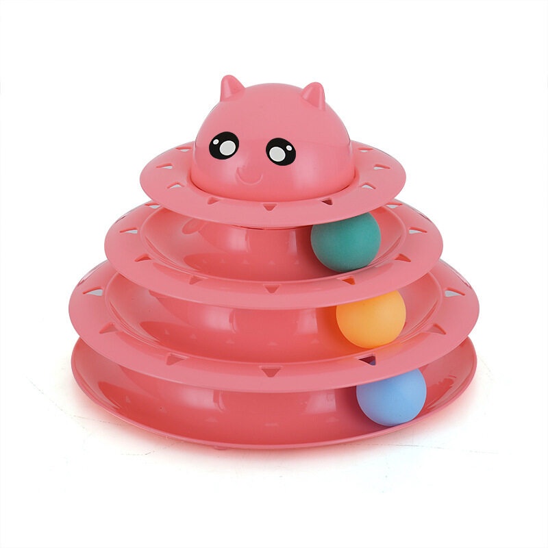 MASTI Đồ chơi bàn xoay 3 tầng lăn bóng tương tác dành cho mèo, Đồ chơi thú cưng, đồ chơi cho mèo LI0200