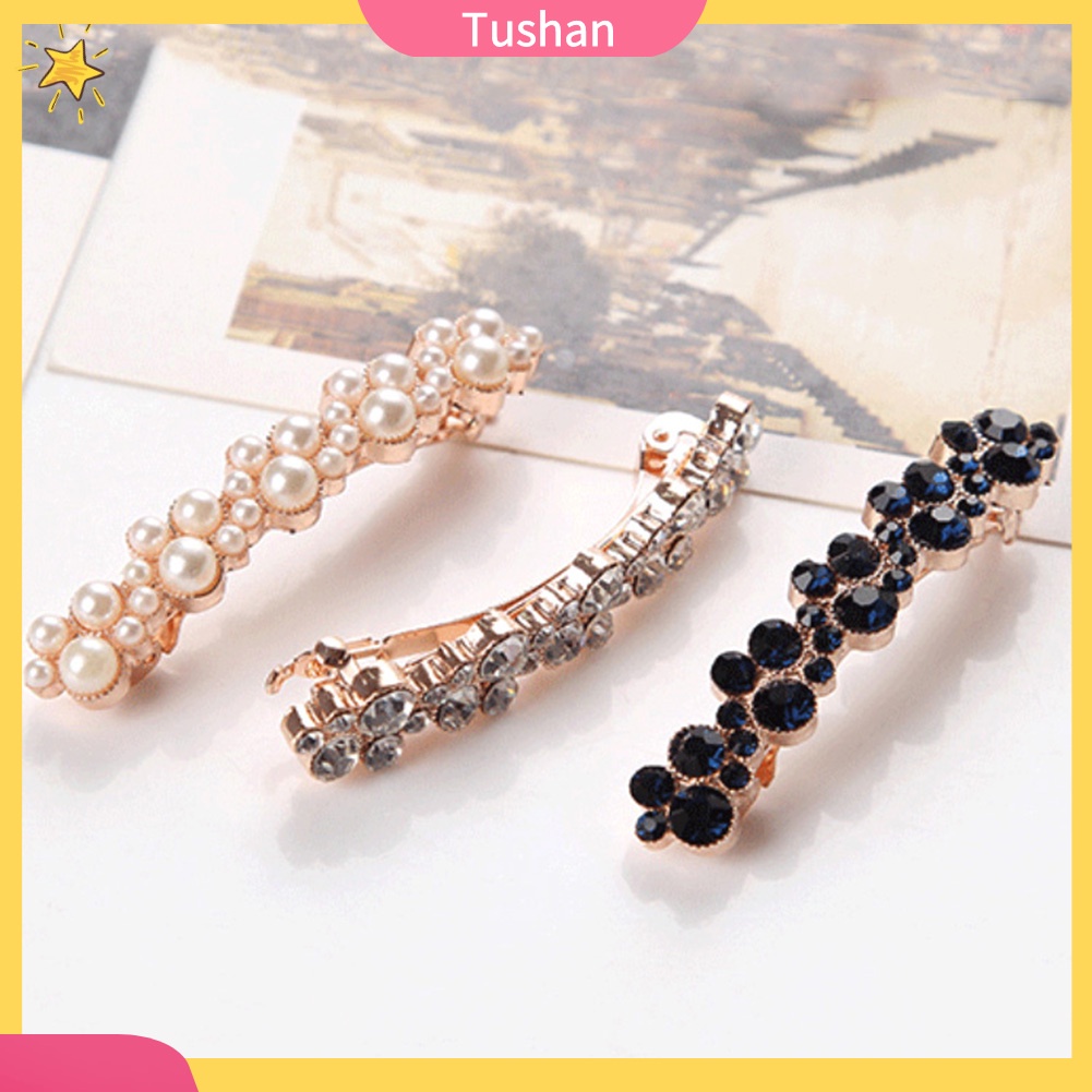 Kẹp tóc đính đá và ngọc trai nhân tạo