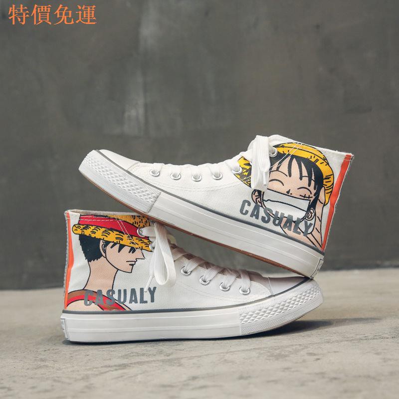 Giày Vải Canvas Cổ Cao In Hình Anime One Piece Cá Tính