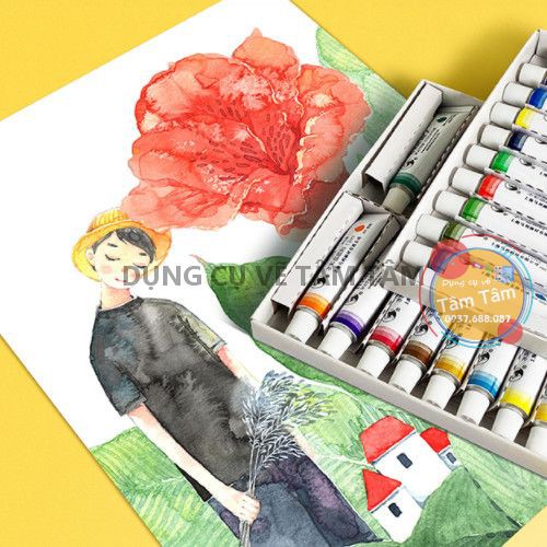 [ TÂM TÂM ]-Màu nước Maries dung tích 12ml hộp trắng, Watercolor Maries (Marie's)-