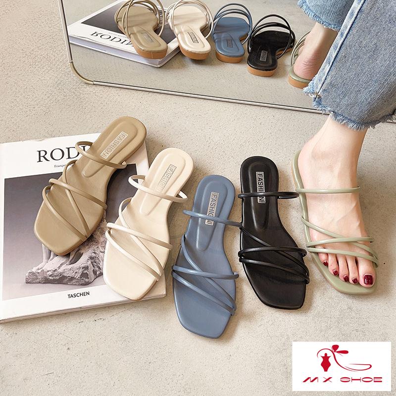 M & X~ Giày Sandal Đế Mềm Phong Cách Roman Mùa Hè Dễ Phối Đồ Cho Nữ